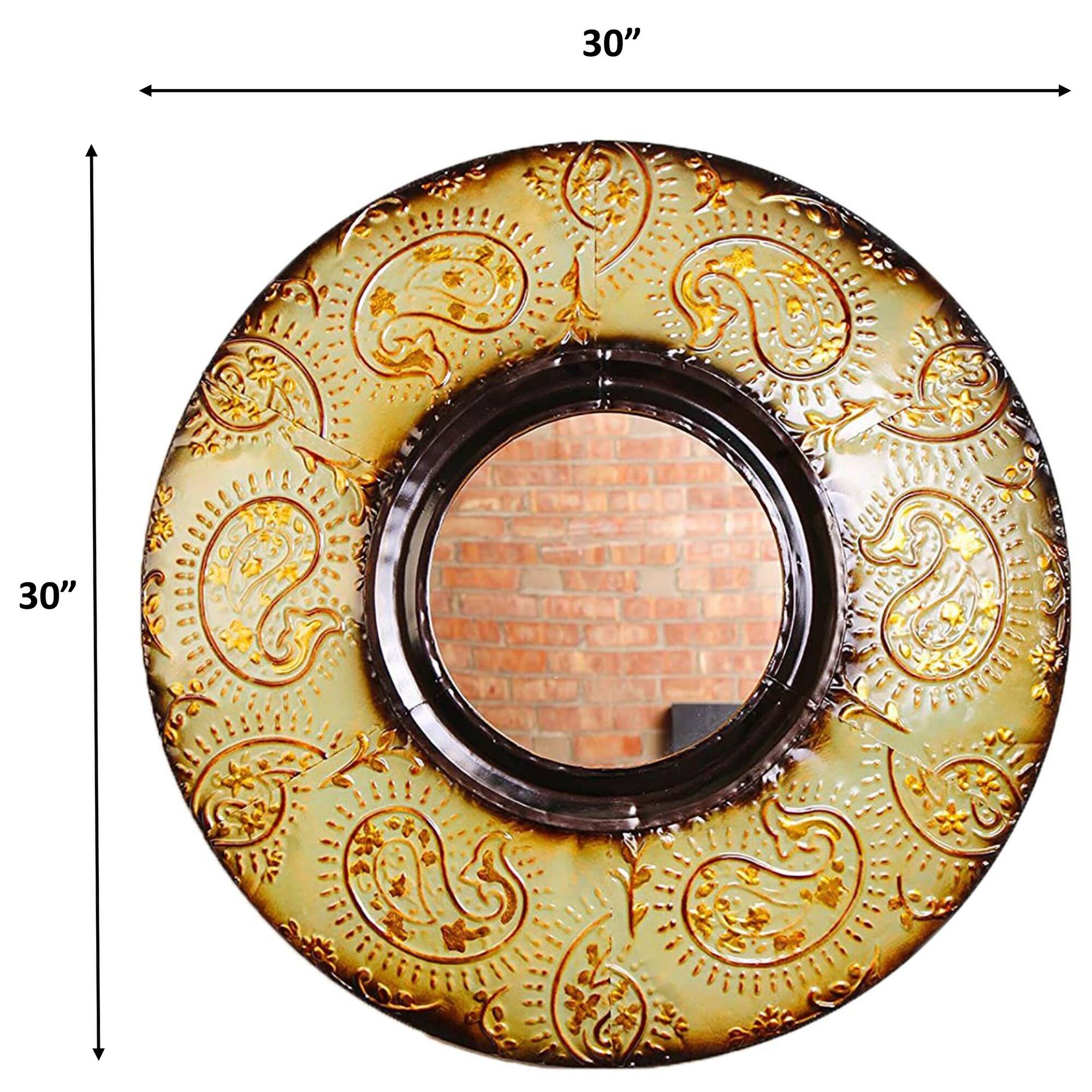 Mid Century Modern Round Wall Decor Mirror, 30" Diameter Bed Bath